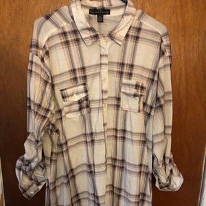 Plus Size Plaid Button Down Shirt